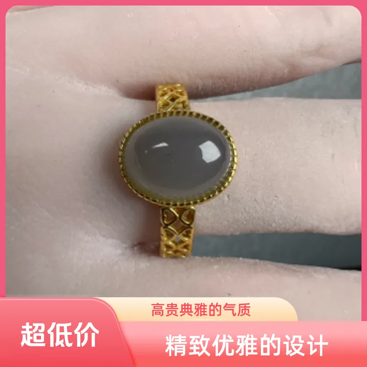 女士天然和田玉冰烟紫色s925银镶嵌戒指高贵轻奢高货