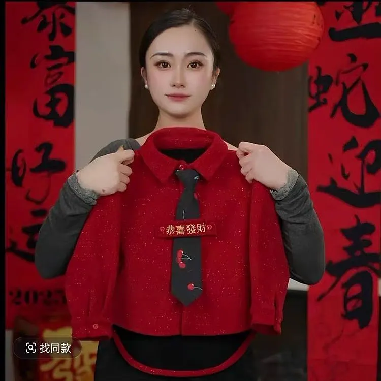 【恭喜发财】男童痞帅新年加绒衬衫年服新春战袍红色洋气时尚秋冬