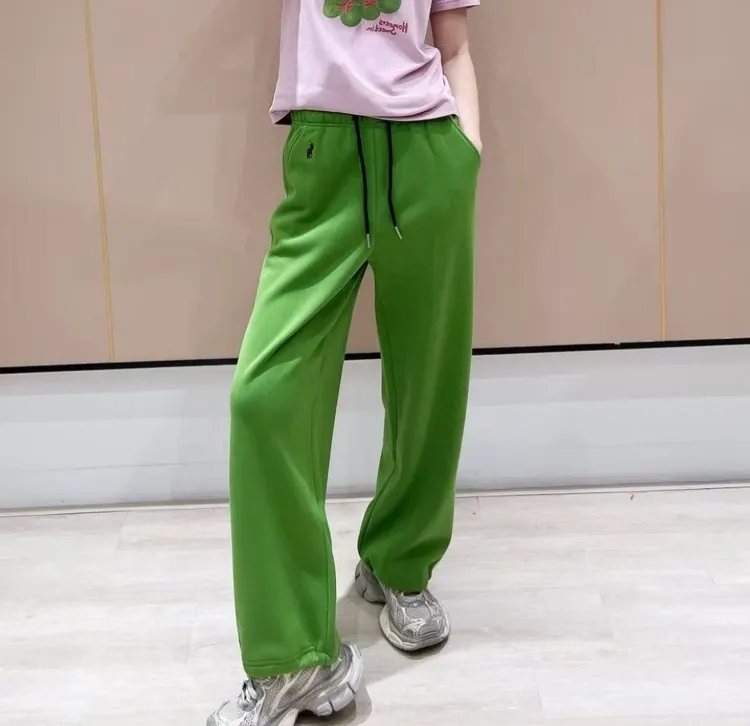 新款加绒显瘦显腿长510245休闲裤子中高腰直筒宽松垂感抽绳