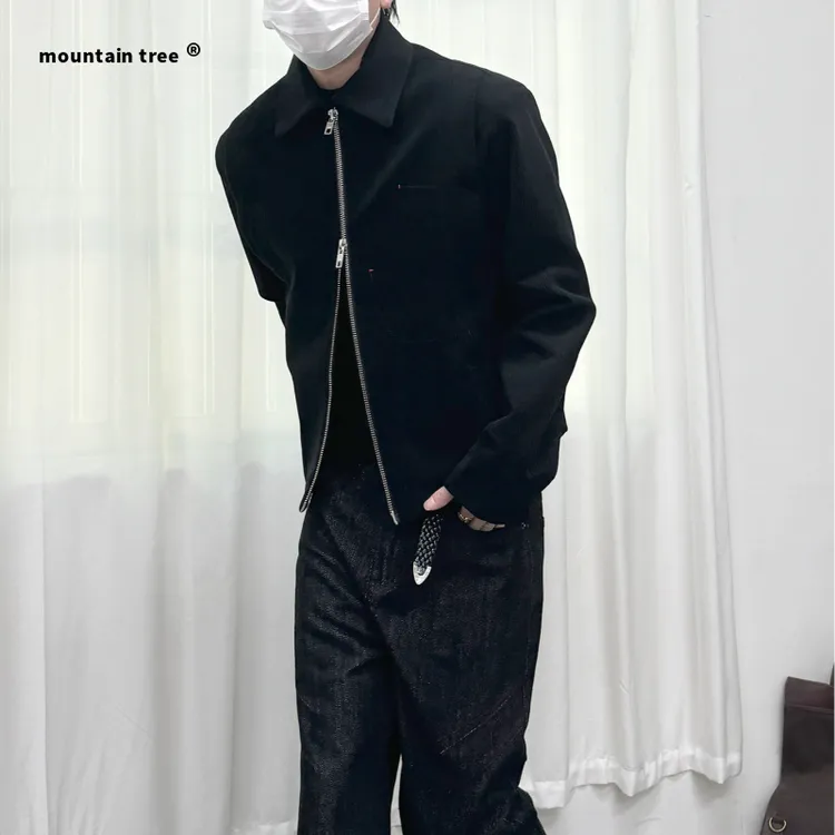 mountain tree灯芯绒双拉链夹克外套男士秋季老钱风翻领Cleanfit