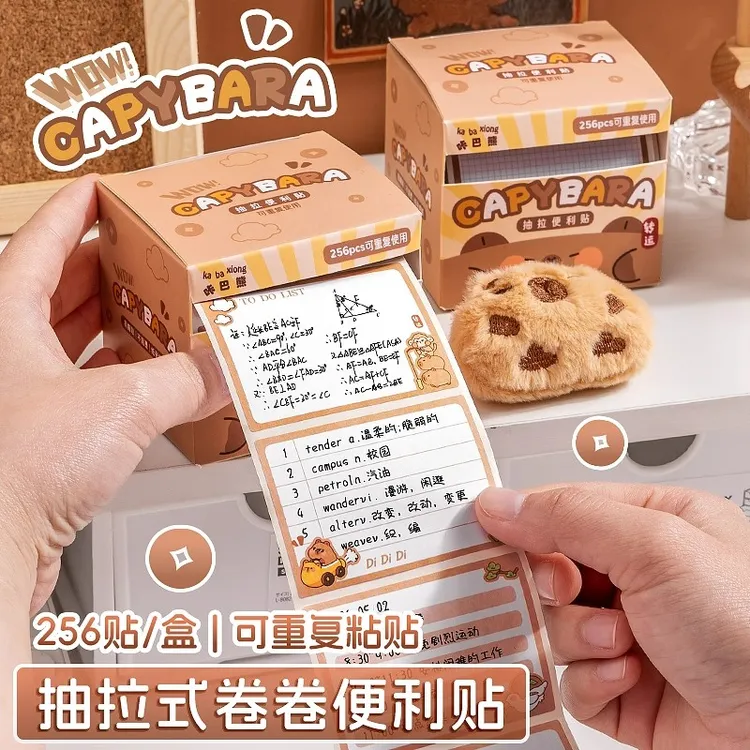 抽拉式卡皮巴拉便利贴学生错题订正便签纸可撕粘性可重复粘贴贴纸
