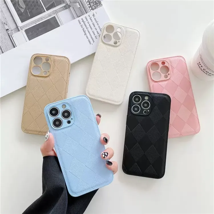 小菱格纹全包防摔手机壳适用于多种机型简约潮牌iPhone系列手机壳