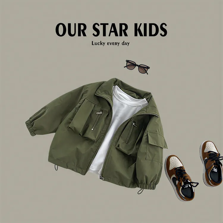 【品优童品】男童韩版冲锋衣2025 春秋潮酷休闲款潮流宽松百搭