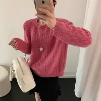 高品质 方块编织镂空套头毛衣 全毛外穿毛衣女