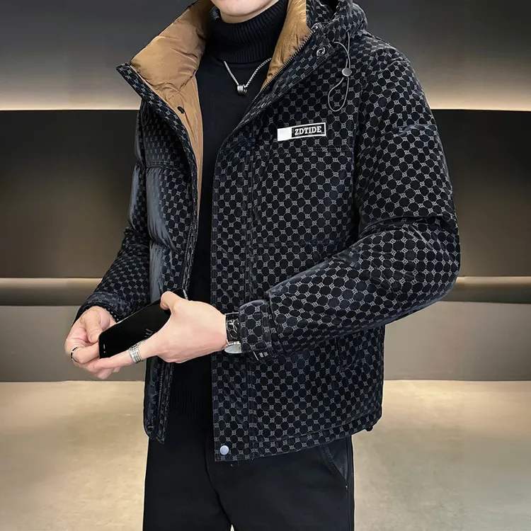 SIBONEULAT希敦纽勒男士羽绒服冬季潮帅气高级感短款连帽鸭绒外套