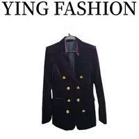 【YING FASHION】莹老板-时尚气质金扣丝绒西装外套 90970218 994