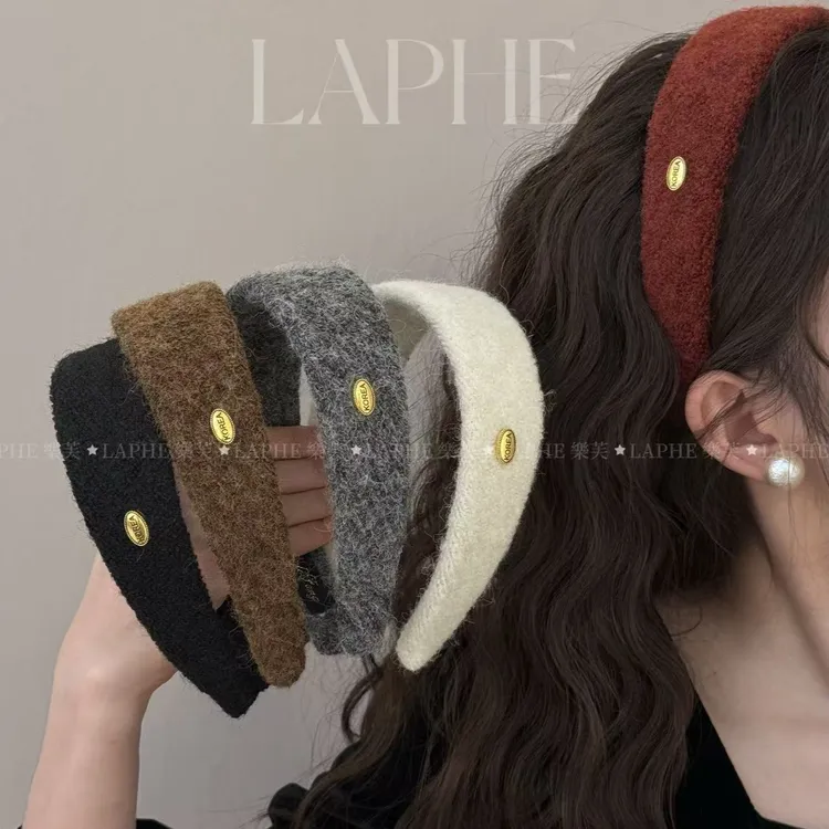 LAPHE 椭圆金标毛呢宽版发箍秋冬高颅顶高级感百搭头箍