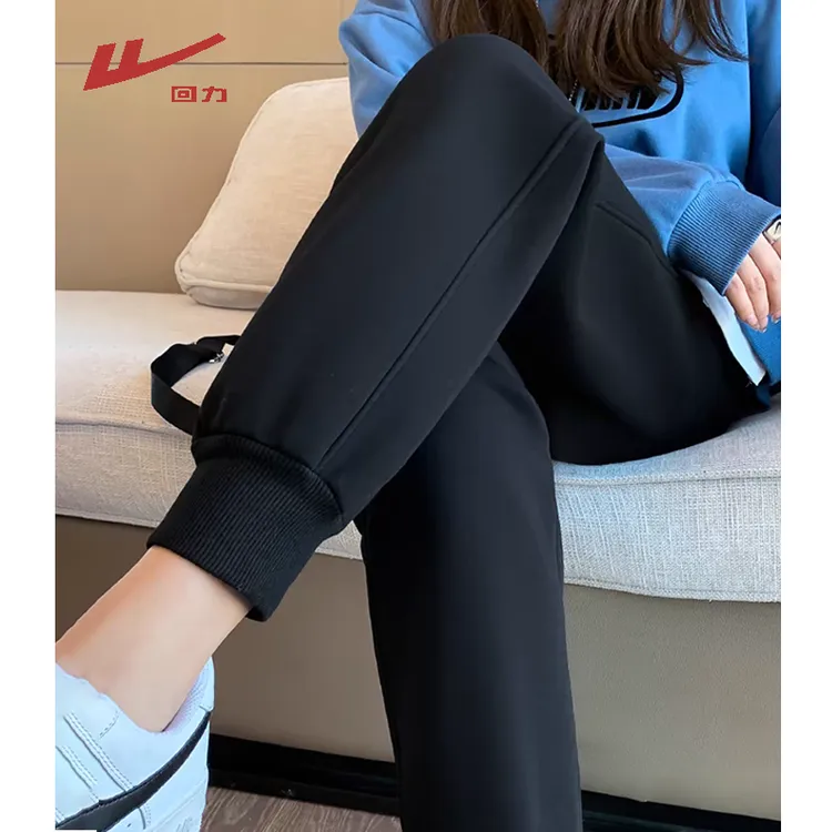 回力美式休闲百搭卫裤跑步运动卫裤女秋款松紧腰束脚裤垂感小个子