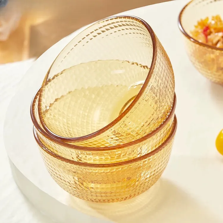 【活动4只】大号波点米饭碗玻璃碗粥碗创意耐热家用餐具轻奢网红