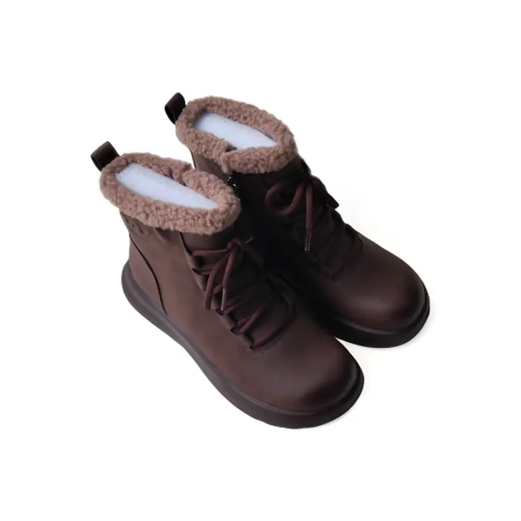 纯色冬季保暖高跟中筒时尚雪地靴时尚舒适马丁靴靴子