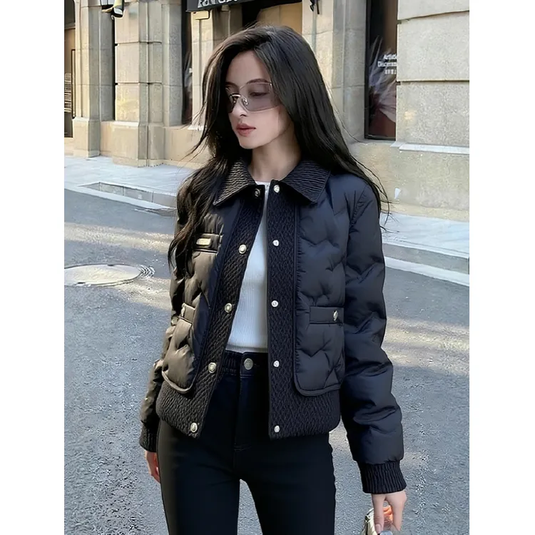 黑色外套2025新款秋冬高端时髦洋气小个子气质设计感夹棉加厚上衣