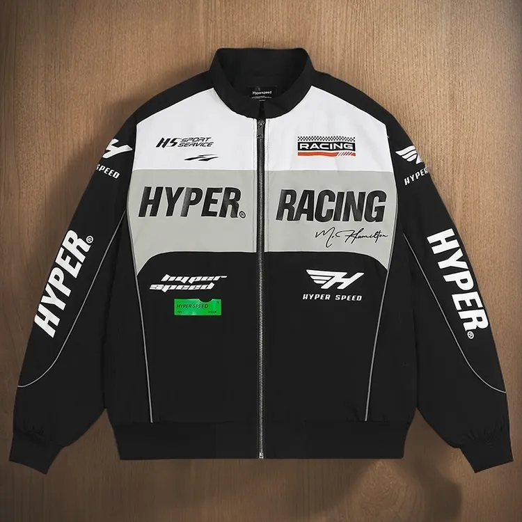 立领棒球服宽松赛车服春秋美式复古机车夹克外套男女街头防风上衣