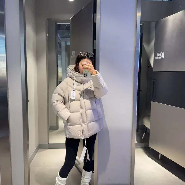 25年新升级云感泡芙面料新款95白鹅绒可拆卸连帽中长款鹅绒服