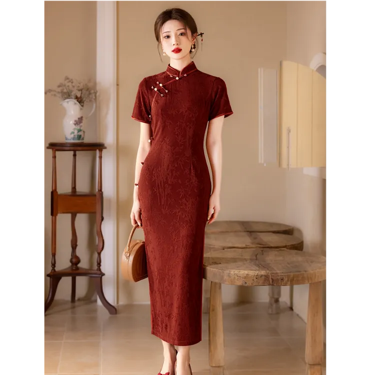 【夕云竹秀】中国风复古气质传统款旗袍新中式日常旗袍单层衣长120