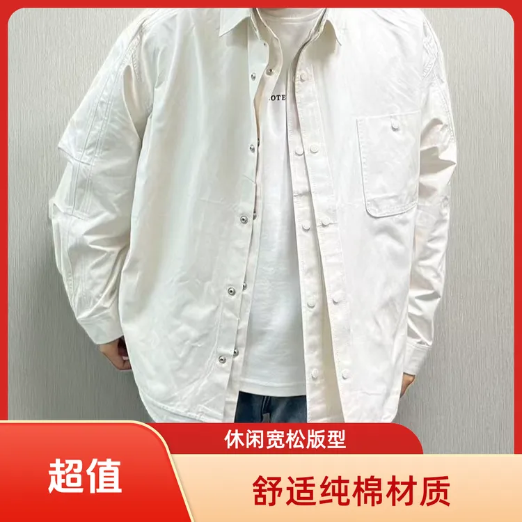 秋季假两件秋季男装长袖衬衫春秋美式翻领