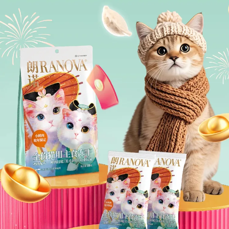 朗诺青白团饺子冻干鸡肉配方护肤美毛全价猫洁齿主食干粮100g