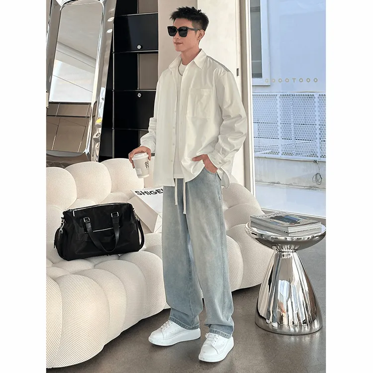 【时尚起易】2025新款冰川蓝浅色系休闲百搭男女同款长牛仔裤