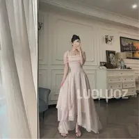 【现货】LUOLUOZ【失落奇旅】气质绝美不规则收腰时尚长款连衣裙JF738