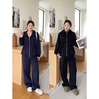 裂渡宣宣【清冷艺术生】微胖大码女秋加绒针织上衣+休闲裤ZY507A42