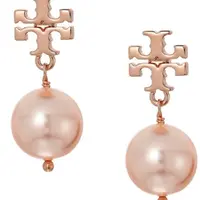 【奈斯专属】TORY BURCH/汤丽柏琦大气百搭珍珠经典logo耳环 ns
