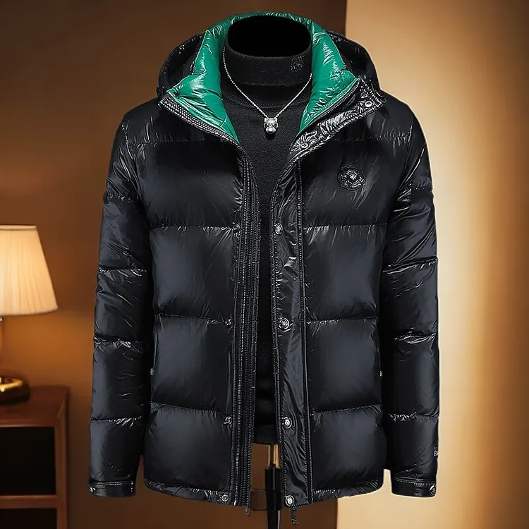 BOTEMER/比提米尔亮面羽绒服男士连帽加厚冬季新款欧洲站羽绒服