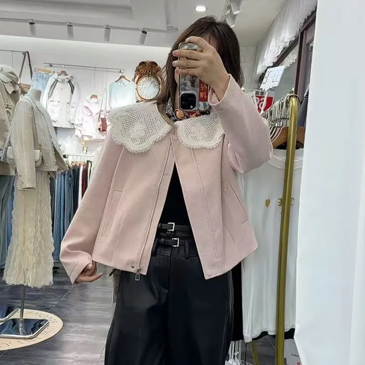 实体店磊娃娃领时尚洋气宽松休闲淑女可爱减龄外套上衣甜美网红款