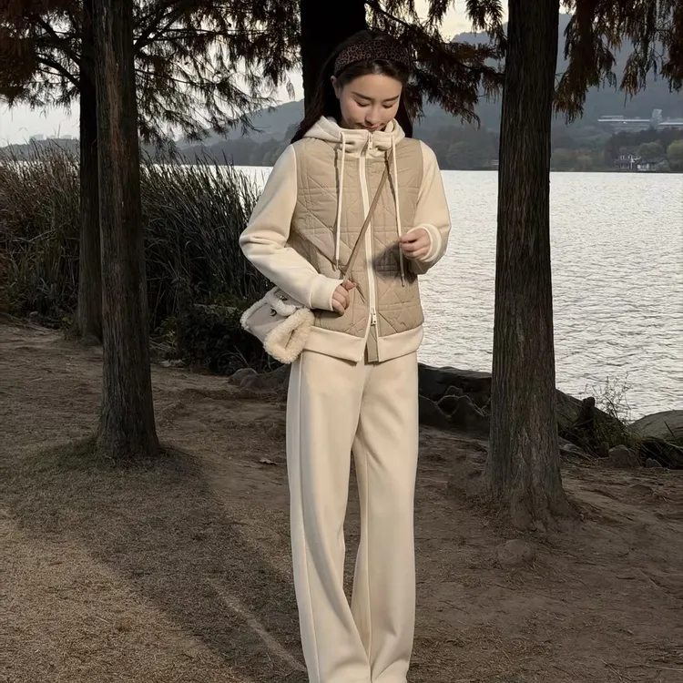 HELA AOMI “壁炉夜画”假两件戴妃藤格纹理轻复古套装CY5DB99633