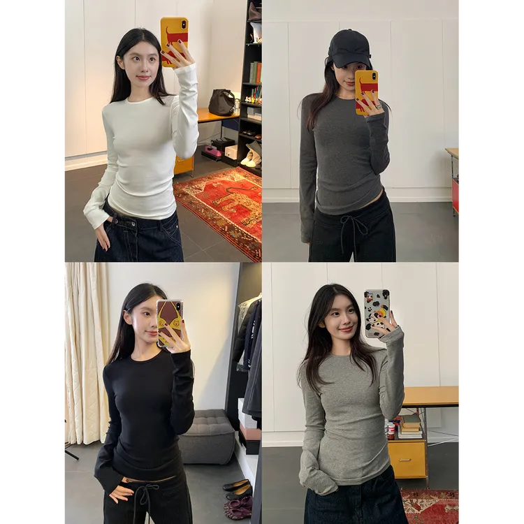 羊毛混纺软糯弹力打底衫女2025秋冬内搭修身甜辣正肩t恤上衣 JP70