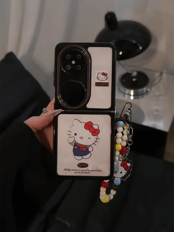 （华为 pocket2系列）适用华为pocket2手机壳p50围巾凯蒂猫折叠奶油