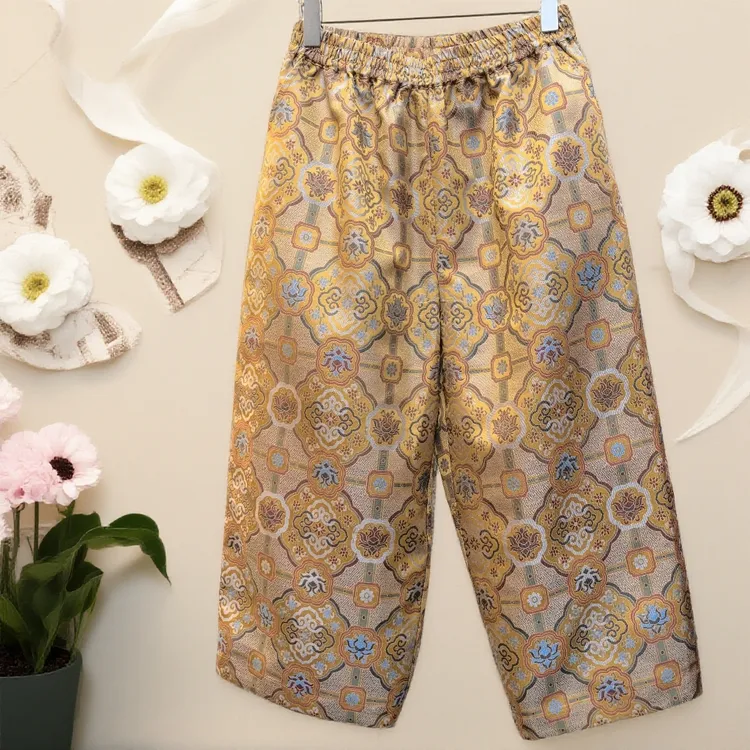 独家上新：“四合如意”100%桑蚕丝宋锦茧型裤新中式国风老钱风