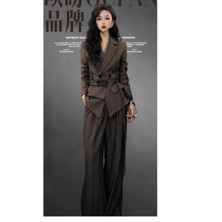 OUPAN 欧盼深圳南油原创 高端商务时尚套装秋冬毛呢西装两件套973