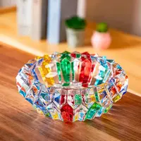 欧式手绘彩色玻璃烟灰缸高颜值水晶烟缸家用客厅摆件