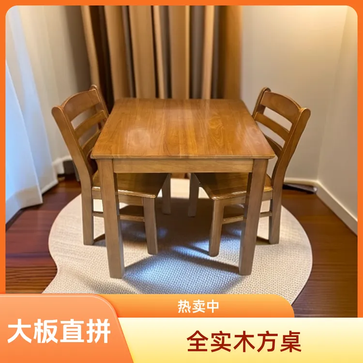 全实木直拼方桌休闲娱乐方桌餐桌八仙桌 全实木 大板直拼
