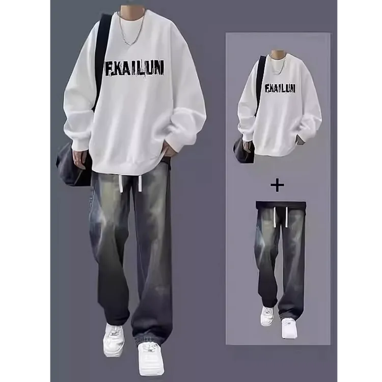 男生秋冬穿搭个性 cleanfit 小众高级感高知感外套牛仔裤套装182