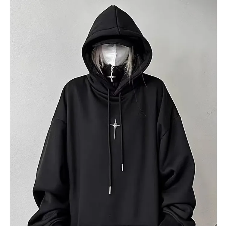 i人社恐假两件连帽卫衣男女春秋美式高街潮牌青少年学生重磅外套