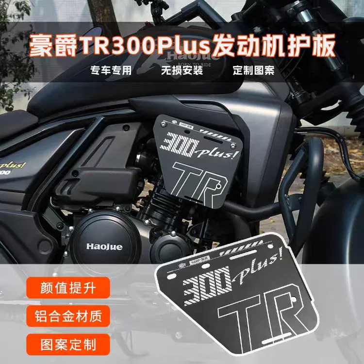 豪爵TR300/plus护杠盖板前保险杠装饰盖板左侧改装右侧铝合金配件