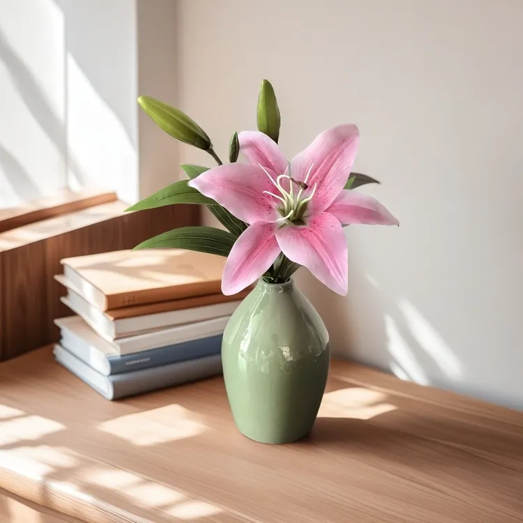手感百合花仿真花假花绢花家居装饰客厅餐桌摆件花卉婚庆摄影道具