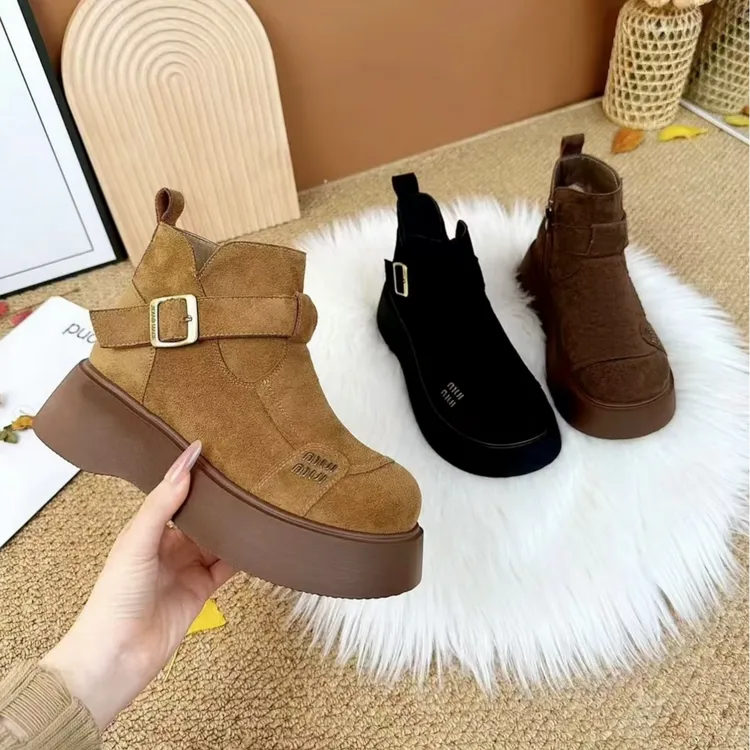 品牌断码皮毛一体增高雪地棉鞋女冬季加绒加厚2025新款保暖勃肯鞋