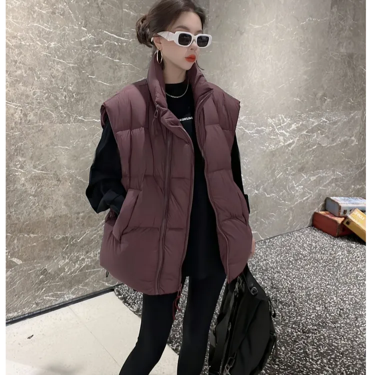 高端气质羽绒棉服马甲女款2025秋冬爆款宽松立领背心坎肩马夹外套