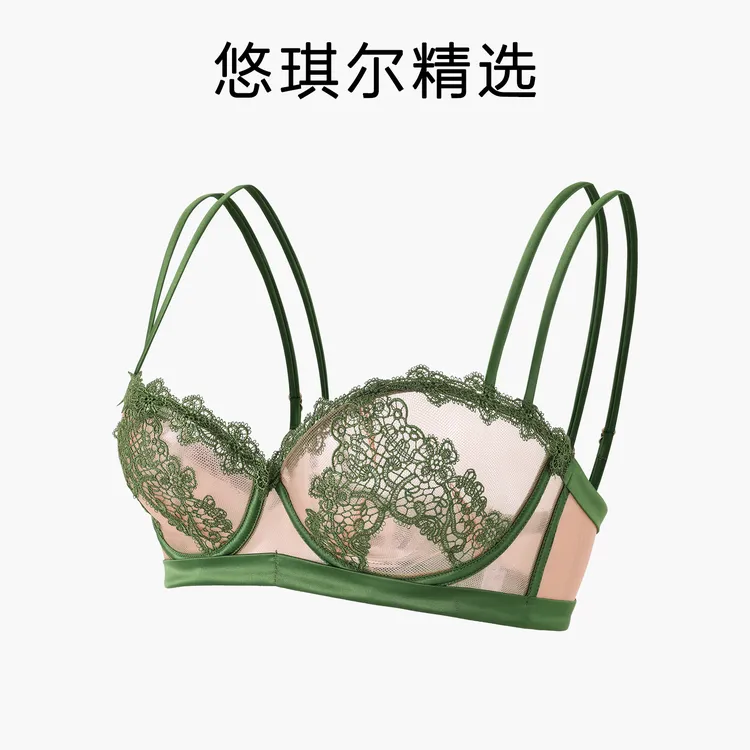 【刺绣款单件】无钢圈薄款超薄聚拢法式女士蕾丝性感透气胸罩C31352