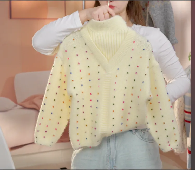 女童毛衣针织衫休闲风套头冬季儿童韩版女童套装打底衫甜美保暖