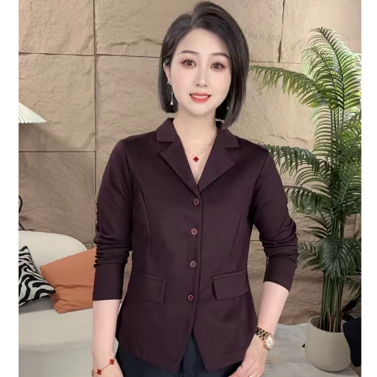 2025口袋盖西装领开衫秋装简约收腰衬衫遮肚子女百搭格子上衣衬衣