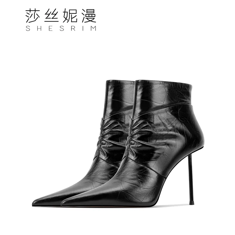 X06-2025爆款时装靴冬新款尖头女气质时尚短靴尖头单/绒里时装靴