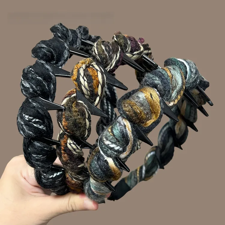 秋冬加厚毛线麻花发箍女带齿防滑高颅顶头箍复古港风发卡百搭发捆