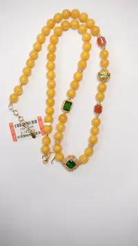 【闪购商品】琥珀颈饰未镶嵌帝王黄圆珠项链