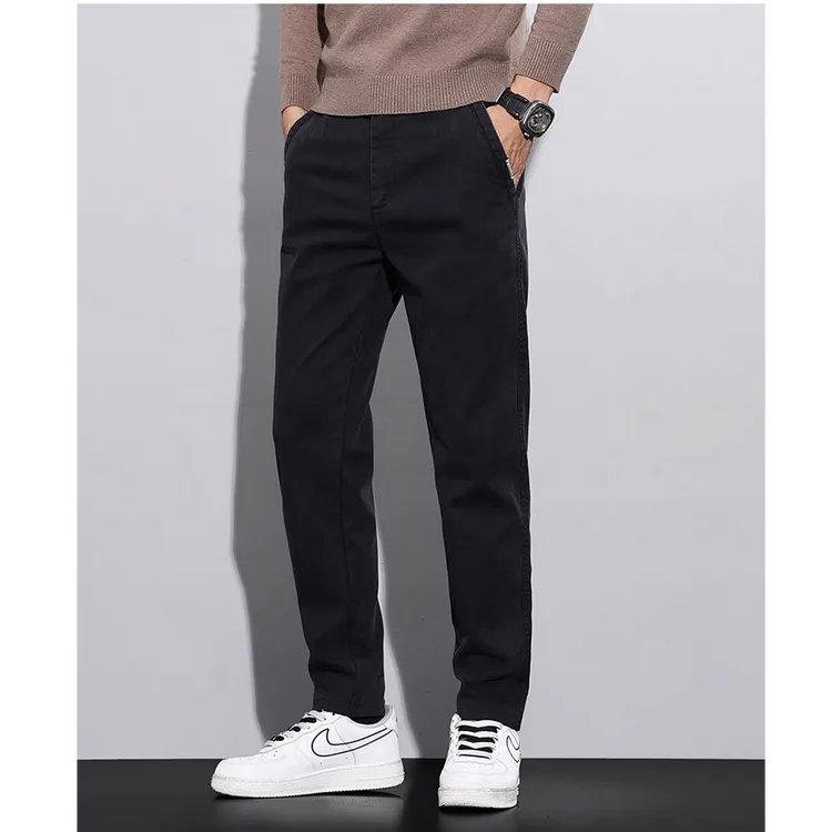 WAG“加绒莱赛尔”小直筒休闲裤冬季新款纯色斜插口袋保暖长裤-229