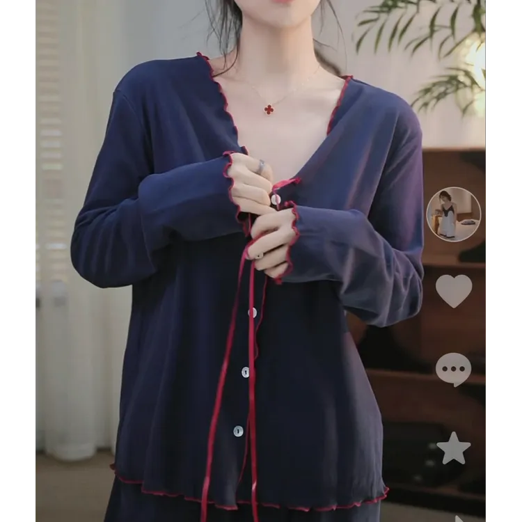 颜事局【知秋】早秋新款薄绒睡衣女套装双面薄绒长袖长裤舒适家居服