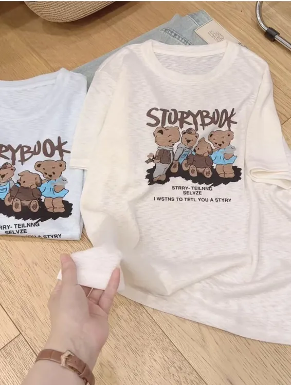 阿雨家 巨好看！小熊派对凉快竹节短袖@