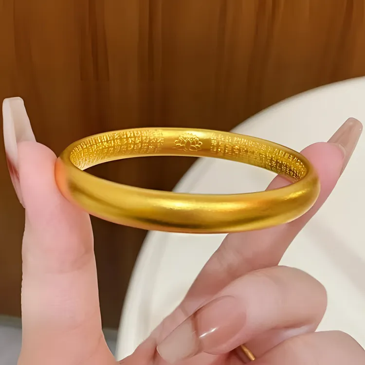 合金手镯 [高定] 古法心经 亮面 泥鳅背手镯内刻心经实心久不掉色