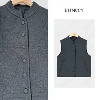 JIUNCCY【行影】精梳棉立体绗缝工艺斜插口袋立领开襟马甲 52YMJ016